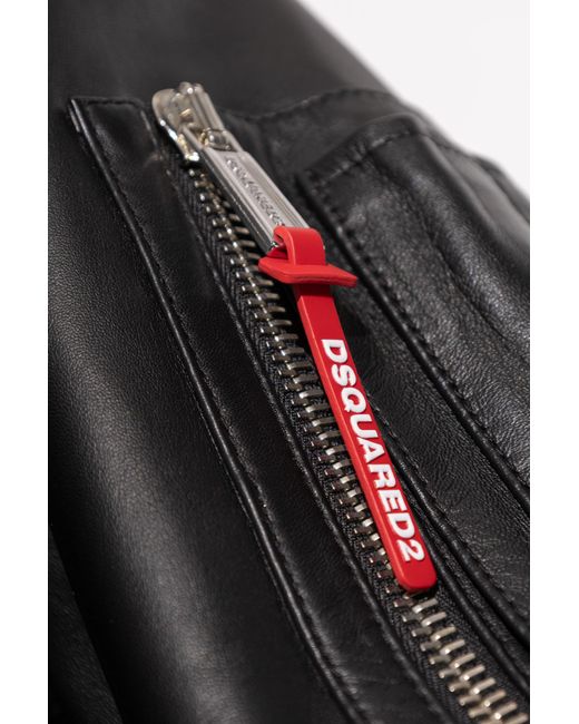 DSquared² Gray Leather Jacket By