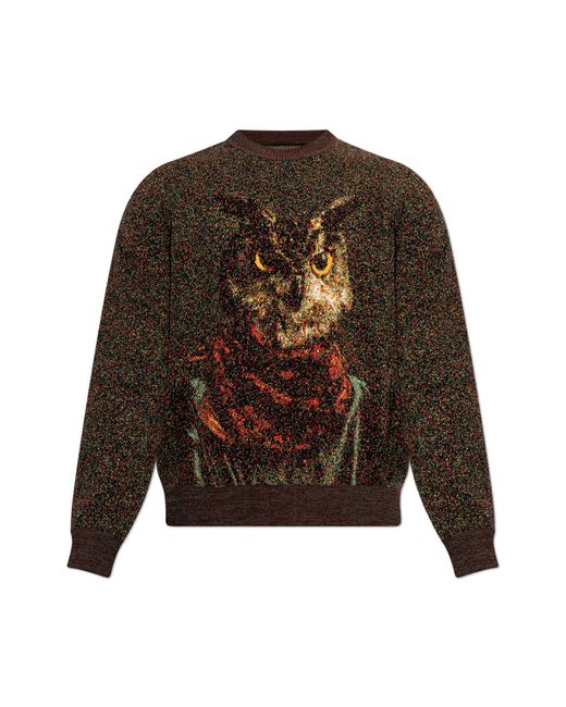 Etro Brown Sweater With Animal Motif for men