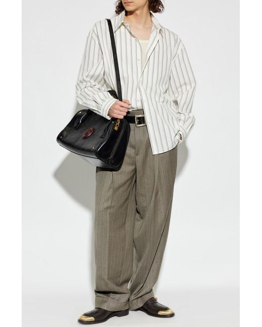 Versace White Shirt With A Striped Pattern for men