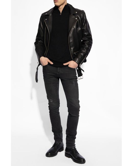 AllSaints Black 'Wick' Biker Jacket for men