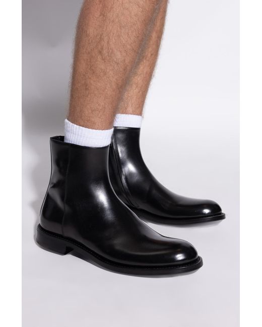 Dolce & Gabbana Black Leather Ankle Boots for men