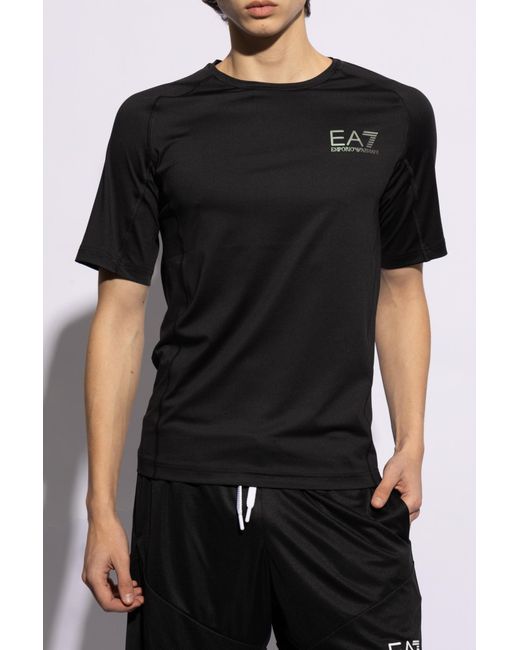 EA7 Black T-shirt With Logo, for men