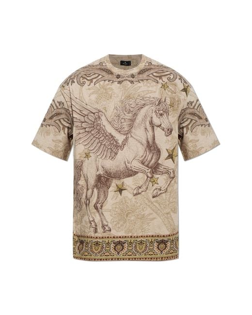Etro Blue Patterned T-Shirt for men