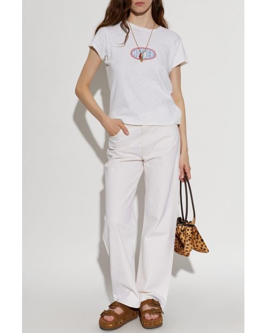 Mother White Cotton T-Shirt 'The Lil Sinful'