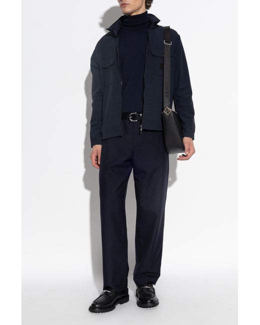Emporio Armani Blue Jacket With Logo Patch for men