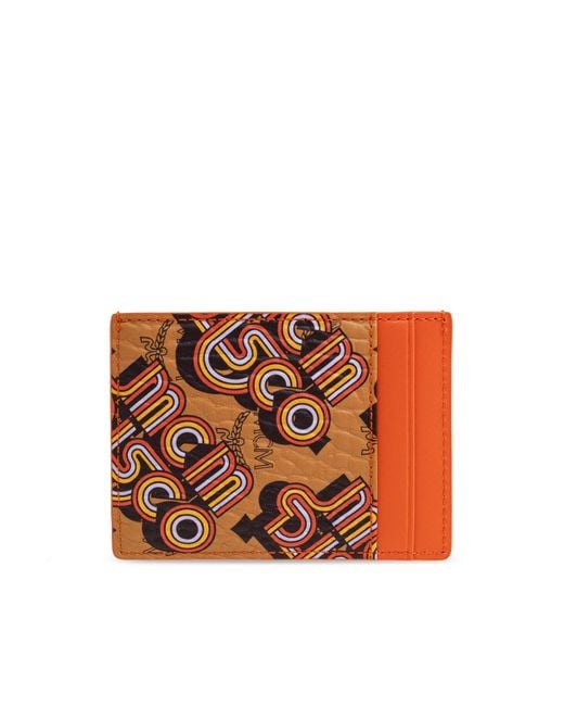 MCM Orange Cardholder With Logo