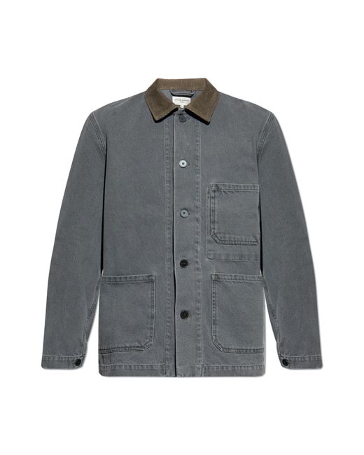 Officine Generale Gray Jacket With Corduroy Collar for men
