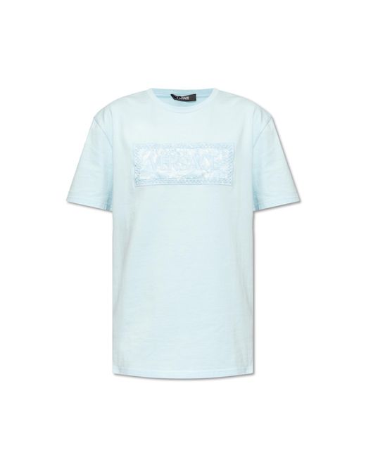 Versace Blue T-shirt With Logo,