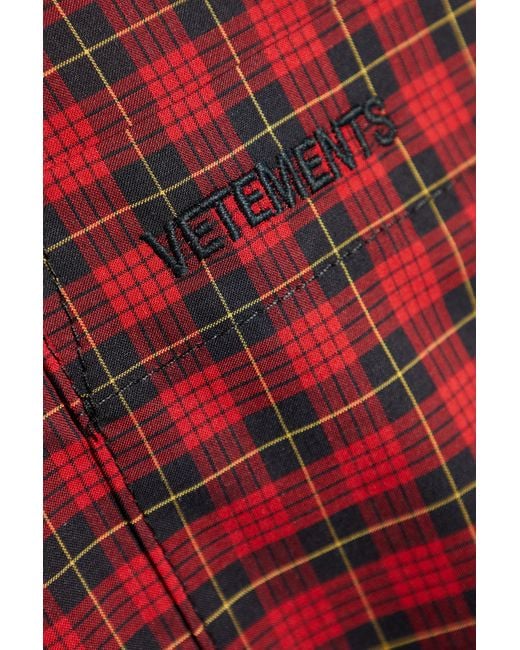 Vetements Red Shirt With Check Pattern