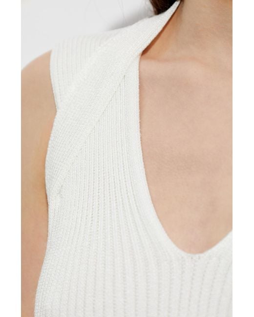 Balmain White Ribbed Dress