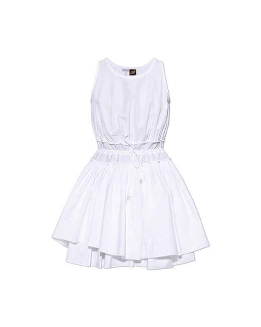 Loewe White Cotton Dress With Draping