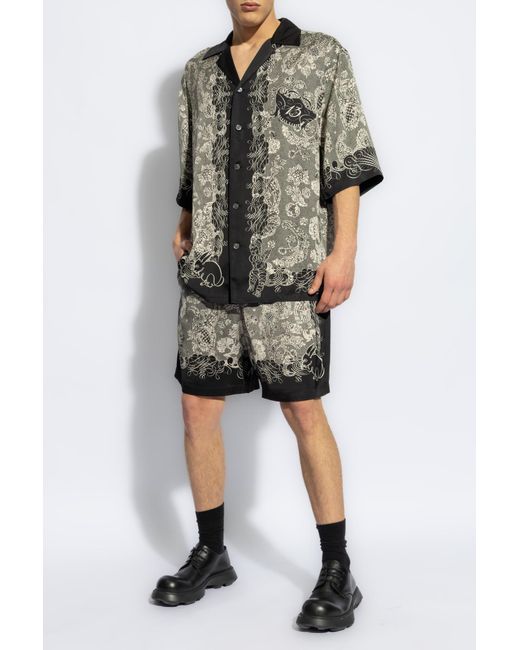 Acne Gray Printed Shorts for men