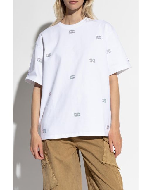 Ganni White T-Shirt With Logo