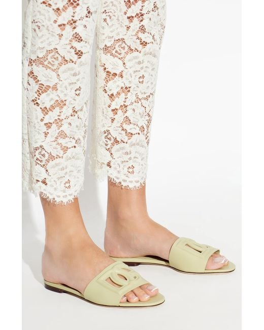 Dolce & Gabbana Green Leather Mules