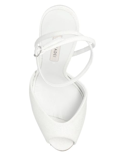 Casadei White 'flora Jolly' Satin Platform Sandals,
