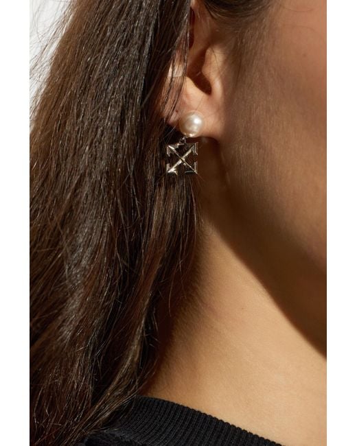 Off-White c/o Virgil Abloh White Earrings With Glass Pearl