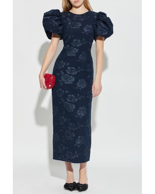 ROTATE BIRGER CHRISTENSEN Blue Dress With Puff Sleeves