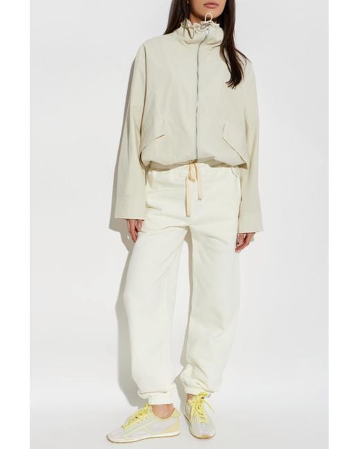 Jil Sander White Sweatpants With Ribbed Cuffs