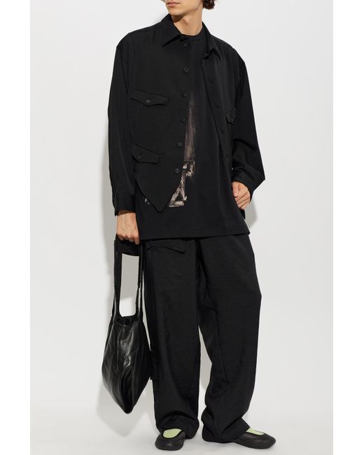 Yohji Yamamoto Black T-Shirt With Print for men