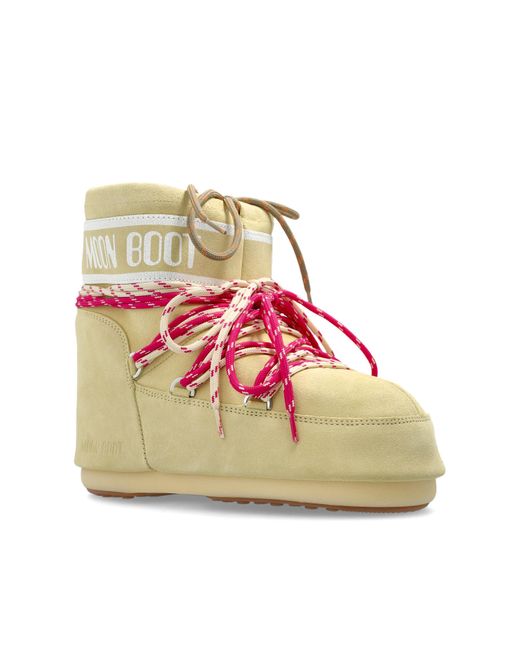 Moon Boot Pink 'Icon Low Suede' Snow Boots