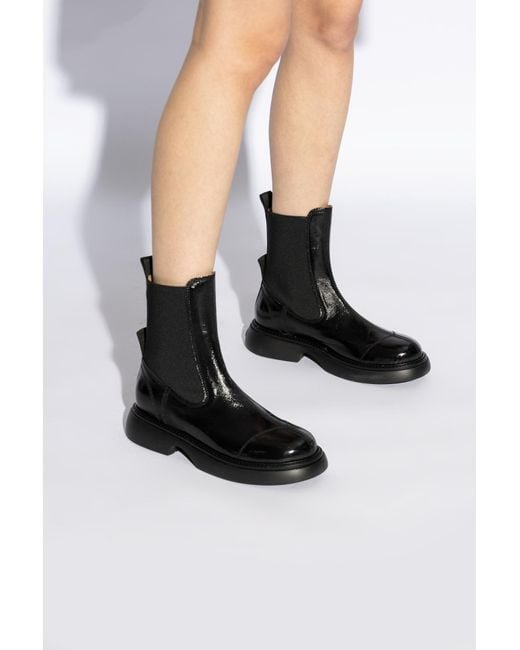 Ganni Black Ankle Boots With Logo