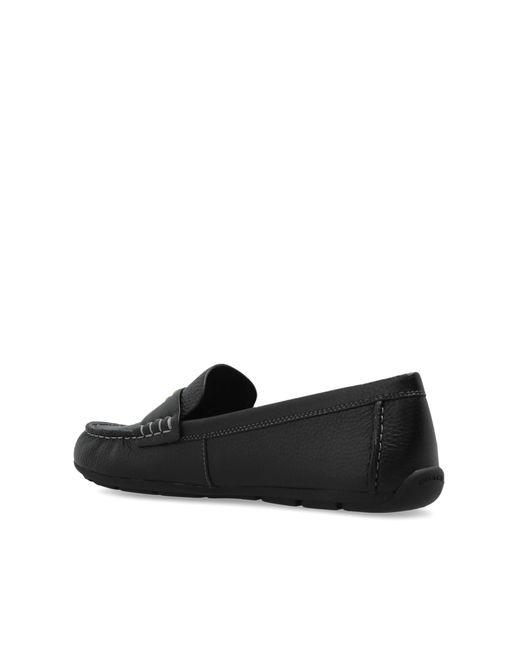 COACH Black Leather Loafers With Logo