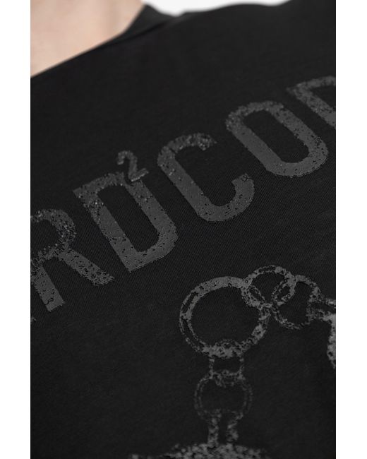 DSquared² Black T-Shirt With Print for men