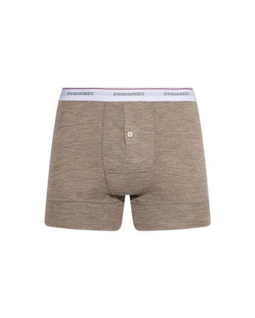 DSquared² Brown Wool Boxers With Logo for men