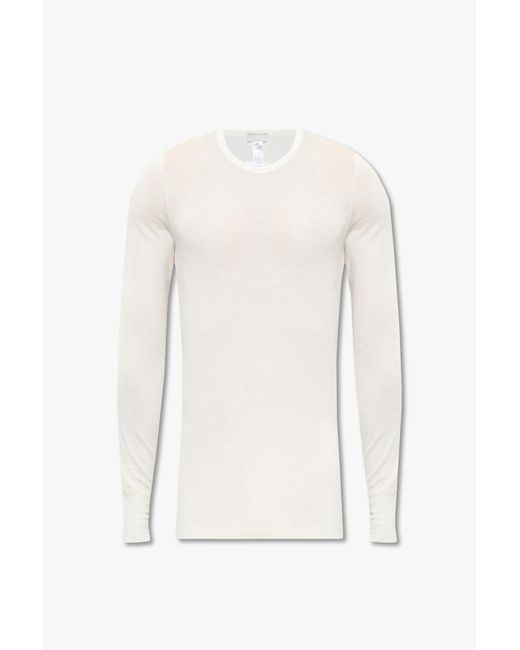 Hanro White T-Shirt With Long Sleeves for men