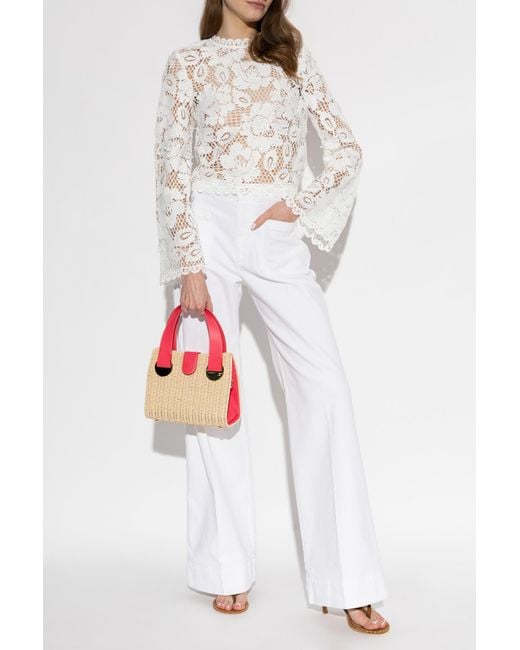 Self-Portrait White Lace Top With Long Sleeves
