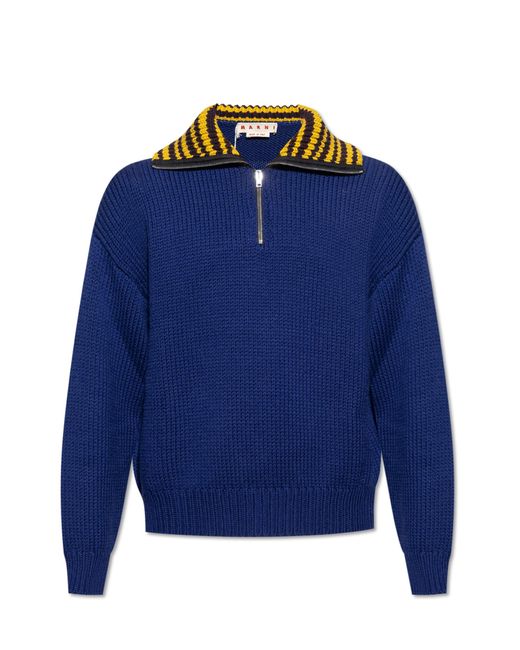 Marni Blue Oversize Turtleneck Sweater for men
