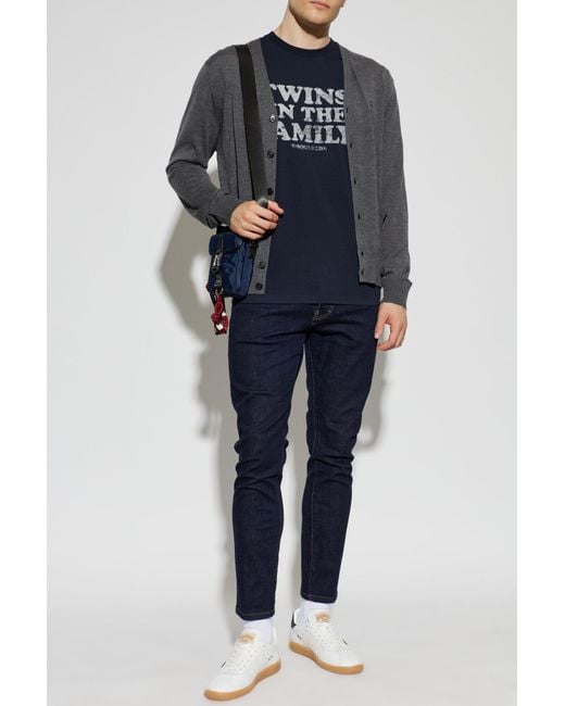 DSquared² Gray Wool Cardigan With Pockets for men