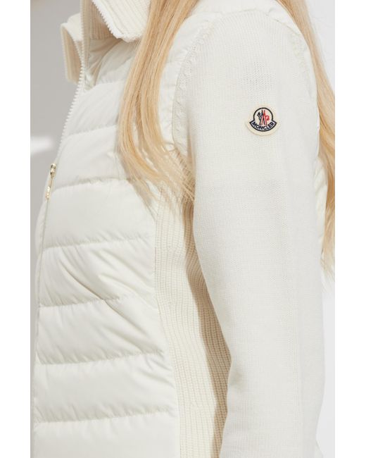 Moncler Natural Cardigan With Stand-Up Collar