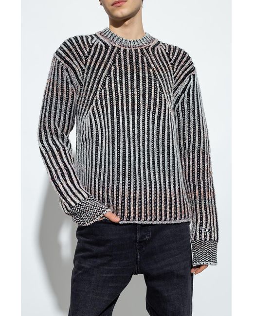 【関税込み】Diesel オレンジ K-Oakland-Zip セーター Men's Striped ribbed cardigan in wool blend | Orange | Diesel