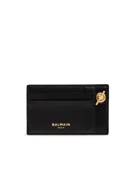 Balmain Black Leather Cardholder With Chain for men