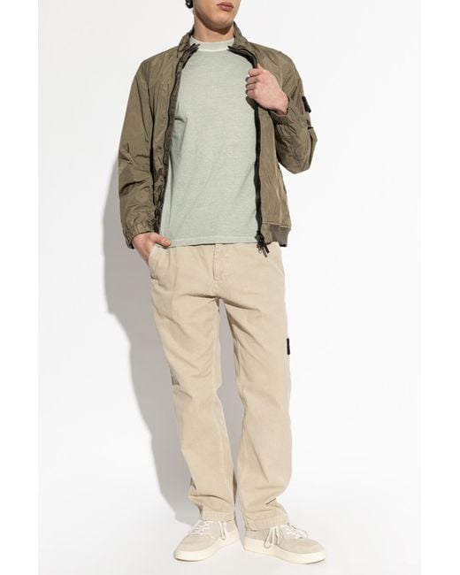 Stone Island Green Lightweight Jacket With Stand-Up Collar for men