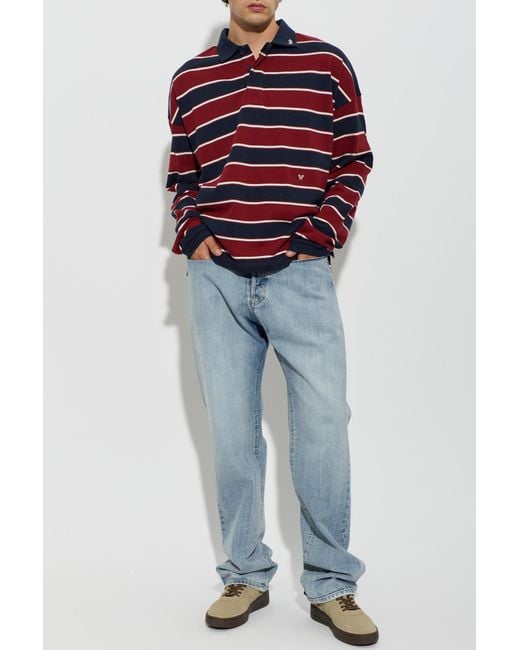 Rhude Red Striped Polo for men