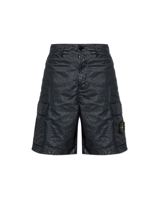Stone Island Blue Cargo Shorts for men