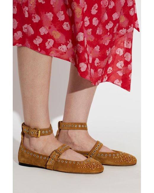 Isabel Marant Brown Suede Ballerinas 'Ylza'