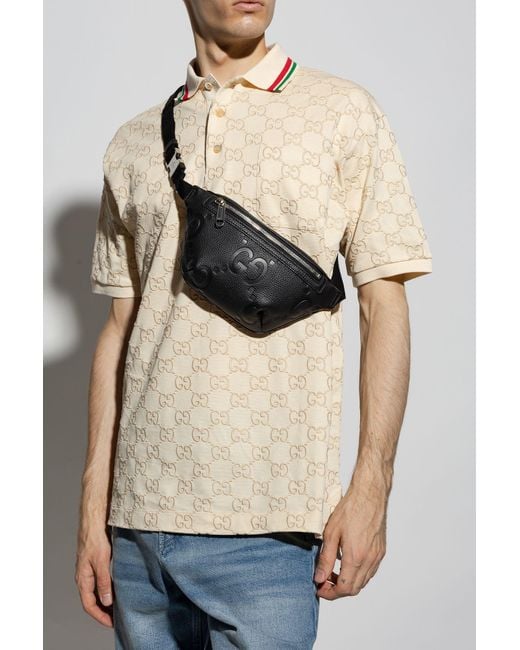 Gucci Logo-embossed Leather Belt Bag in Black for Men | Lyst