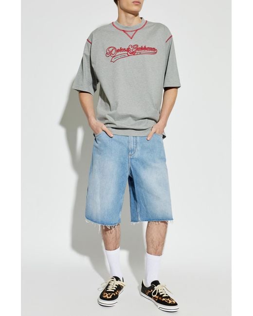 Dolce & Gabbana Gray T-Shirt With Logo for men