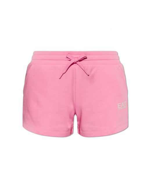 EA7 Pink Cotton Shorts With Logo