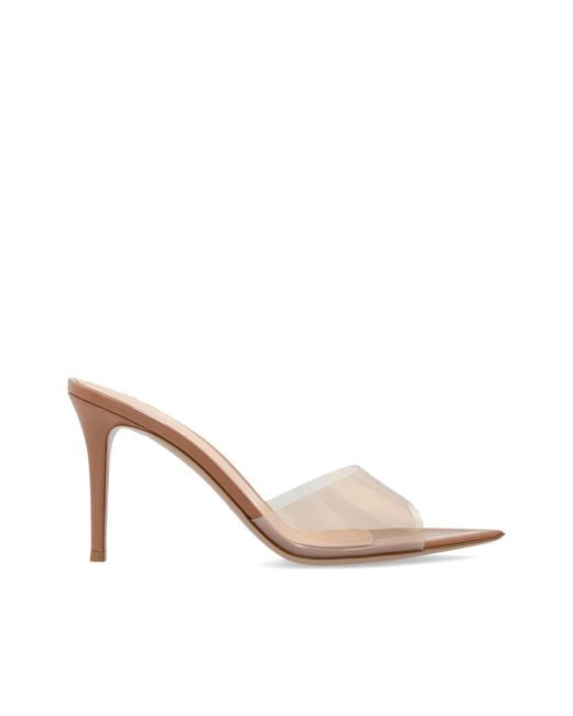 Gianvito Rossi White Heeled Mules "Elle"
