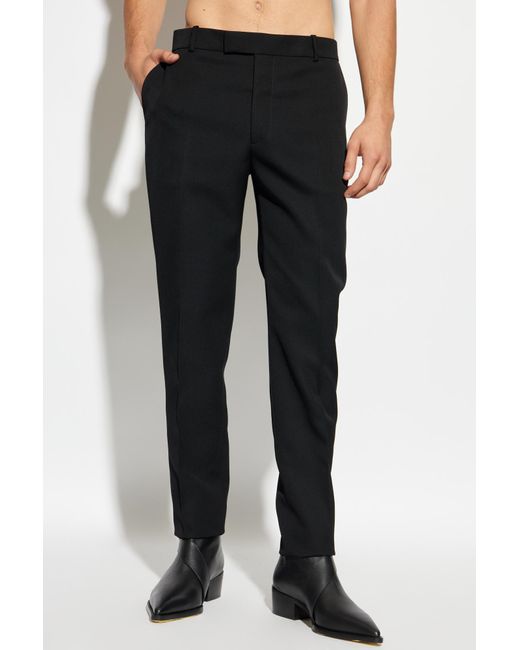 Alexander McQueen Black Wool Pleated Trousers for men