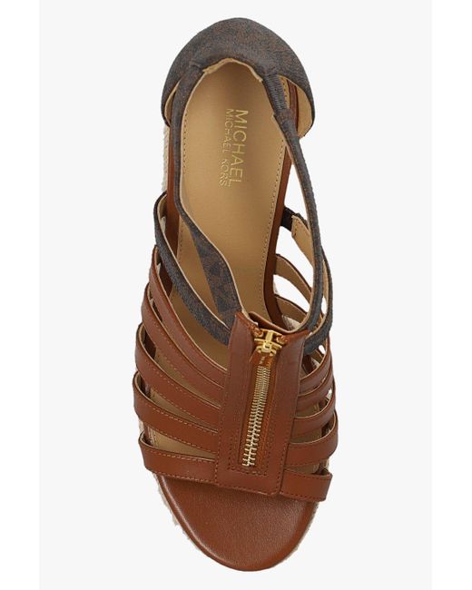 MICHAEL Michael Kors 'bradley' Wedge Sandals in Brown | Lyst