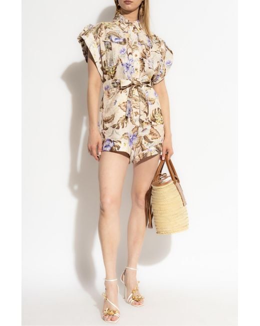 Zimmermann White Floral Print Jumpsuit