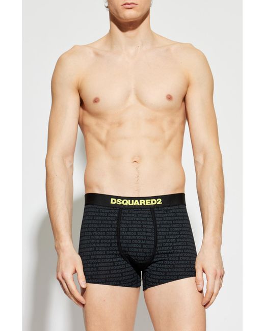 DSquared² Black Cotton Boxers With Monogram for men
