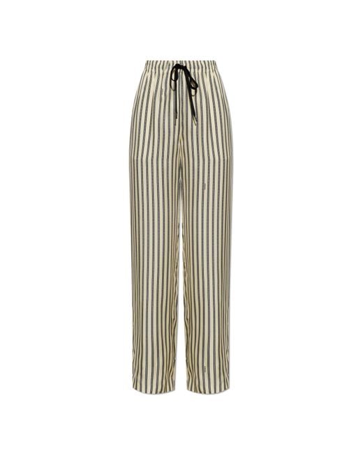 Versace White Silk Trousers With "The Meandros" Print