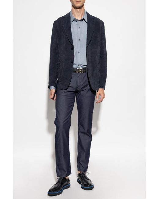 Giorgio Armani Blue Blazer With Open Lapels for men