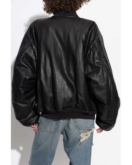 Balenciaga Black Leather Jacket Type Bomber